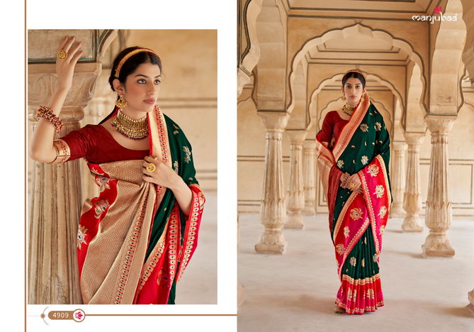 Manjubaa Mohak Heavy Festive Wear Designer Banarasi Soft Silk Saree Collection